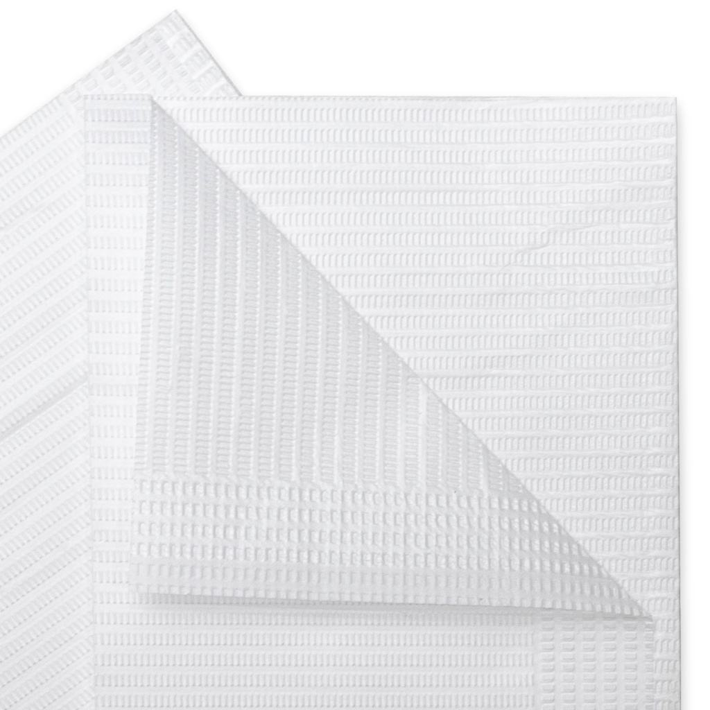 Baberos descartables Premium BLANCOS, doble capa, bolsa x 50u. EVODEN